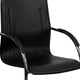 Black Vinyl Side Reception Chair with Chrome Sled Base - Lobby and Guest Seating