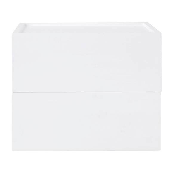White |#| Set of 2 Enginnered Wood Storage Boxes with Pullout Drawers in White