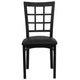 Black Vinyl Seat/Black Metal Frame |#| Black Window Back Metal Restaurant Chair - Black Vinyl Seat
