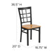 Natural Wood Seat/Black Metal Frame |#| Black Window Back Metal Restaurant Chair - Natural Wood Seat