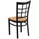 Natural Wood Seat/Black Metal Frame |#| Black Window Back Metal Restaurant Chair - Natural Wood Seat