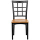Natural Wood Seat/Black Metal Frame |#| Black Window Back Metal Restaurant Chair - Natural Wood Seat