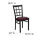 Burgundy Vinyl Seat/Black Metal Frame |#| Black Window Back Metal Restaurant Chair - Burgundy Vinyl Seat