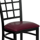 Burgundy Vinyl Seat/Black Metal Frame |#| Black Window Back Metal Restaurant Chair - Burgundy Vinyl Seat