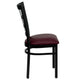 Burgundy Vinyl Seat/Black Metal Frame |#| Black Window Back Metal Restaurant Chair - Burgundy Vinyl Seat