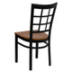 Cherry Wood Seat/Black Metal Frame |#| Black Window Back Metal Restaurant Chair - Cherry Wood Seat