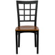 Cherry Wood Seat/Black Metal Frame |#| Black Window Back Metal Restaurant Chair - Cherry Wood Seat