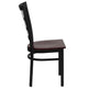 Mahogany Wood Seat/Black Metal Frame |#| Black Window Back Metal Restaurant Chair - Mahogany Wood Seat