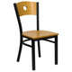 Natural Wood Back/Natural Wood Seat/Black Metal Frame |#| Black Circle Back Metal Restaurant Chair - Natural Wood Back & Seat