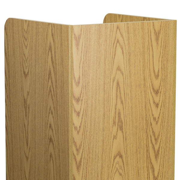 Oak |#| Wood Tray Top Receptacle in Oak - Commercial Grade Push Door Trash Can