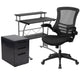 3PC Office Set-Black Computer Desk, Ergonomic Mesh Office Chair, Filing Cabinet