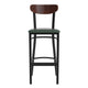Walnut Wood Back/Green Vinyl Seat |#| Commercial Metal Barstool with Vinyl Seat and Wood Boomerang Back-Green/Walnut