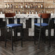Walnut Wood Back/Blue Vinyl Seat |#| Commercial Metal Barstool with Vinyl Seat and Wood Boomerang Back-Blue/Walnut