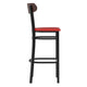 Walnut Wood Back/Red Vinyl Seat |#| Commercial Metal Barstool with Vinyl Seat and Wood Boomerang Back-Red/Walnut