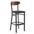 Wright Commercial Grade Barstool with 500 LB. Capacity Steel Frame, Solid Wood Seat, and Boomerang Back