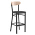 Wright Commercial Grade Barstool with 500 LB. Capacity Steel Frame, Solid Wood Seat, and Boomerang Back