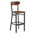 Wright Commercial Grade Barstool with 500 LB. Capacity Steel Frame, Solid Wood Seat, and Boomerang Back