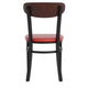 Walnut Wood Back/Red Vinyl Seat |#| Commercial Metal Dining Chair with Vinyl Seat and Wood Boomerang Back-Red/Walnut