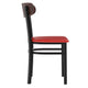 Walnut Wood Back/Red Vinyl Seat |#| Commercial Metal Dining Chair with Vinyl Seat and Wood Boomerang Back-Red/Walnut