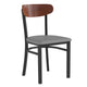 Walnut Wood Back/Gray Vinyl Seat |#| Commercial Metal Dining Chair - Vinyl Seat - Wood Boomerang Back-Gray/Walnut