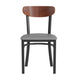 Walnut Wood Back/Gray Vinyl Seat |#| Commercial Metal Dining Chair - Vinyl Seat - Wood Boomerang Back-Gray/Walnut