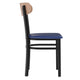 Natural Birch Wood Back/Blue Vinyl Seat |#| Commercial Metal Dining Chair - Vinyl Seat and Wood Boomerang Back-Blue/Natural