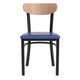 Natural Birch Wood Back/Blue Vinyl Seat |#| Commercial Metal Dining Chair - Vinyl Seat and Wood Boomerang Back-Blue/Natural