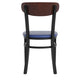 Walnut Wood Back/Blue Vinyl Seat |#| Commercial Metal Dining Chair - Vinyl Seat and Wood Boomerang Back-Blue/Walnut