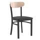 Natural Birch Wood Back/Black Vinyl Seat |#| Commercial Metal Dining Chair with Vinyl Seat-Wood Boomerang Back-Black/Natural