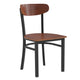 Walnut |#| Commercial Metal Dining Chair with Wood Seat and Boomerang Back - Walnut