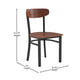 Walnut |#| Commercial Metal Dining Chair with Wood Seat and Boomerang Back - Walnut