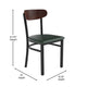 Walnut Wood Back/Green Vinyl Seat |#| Commercial Metal Dining Chair with Vinyl Seat - Wood Boomerang Back-Green/Walnut