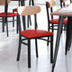 Natural Birch Wood Back/Red Vinyl Seat |#| Commercial Metal Dining Chair - Vinyl Seat and Wood Boomerang Back-Red/Natural