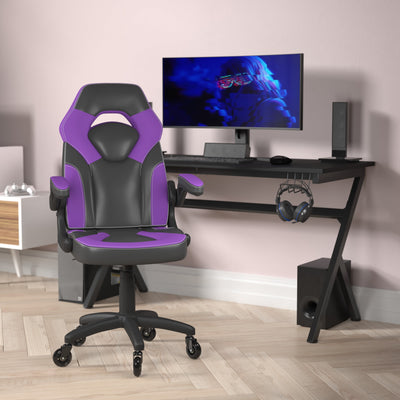 X10 Gaming Chair Racing Office Computer PC Adjustable Chair with Flip-up Arms and Transparent Roller Wheels