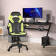 Neon Green |#| Office Gaming Chair with Skater Wheels & Flip Up Arms - Green LeatherSoft