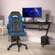 Blue |#| Office Gaming Chair with Skater Wheels & Flip Up Arms - Blue LeatherSoft