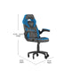 Blue |#| Office Gaming Chair with Skater Wheels & Flip Up Arms - Blue LeatherSoft