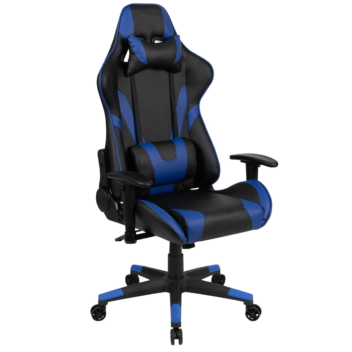 Blue |#| Racing Gaming Ergonomic Chair with Fully Reclining Back in Blue LeatherSoft