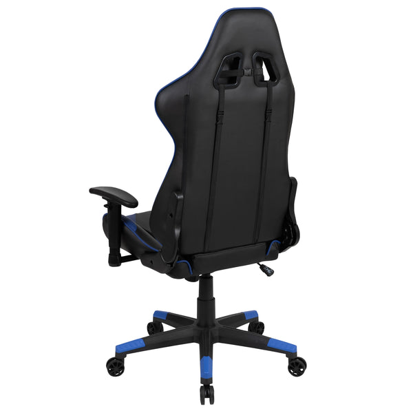 Blue |#| Racing Gaming Ergonomic Chair with Fully Reclining Back in Blue LeatherSoft