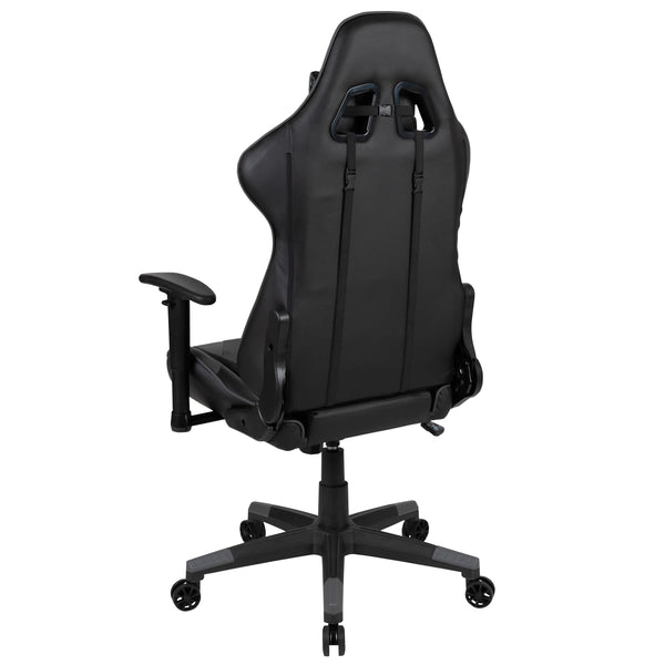 Gray |#| Racing Gaming Ergonomic Chair with Fully Reclining Back in Gray LeatherSoft