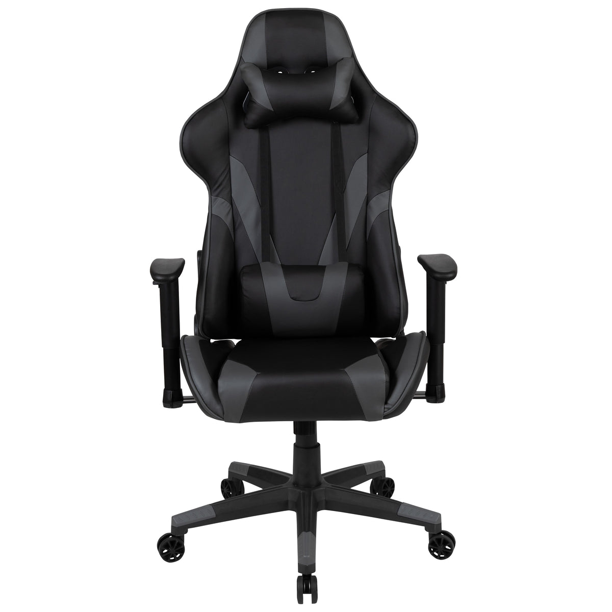 Gray |#| Racing Gaming Ergonomic Chair with Fully Reclining Back in Gray LeatherSoft