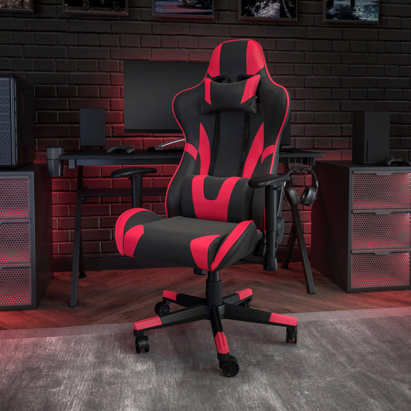 Red |#| Racing Gaming Ergonomic Chair with Fully Reclining Back in LeatherSoft