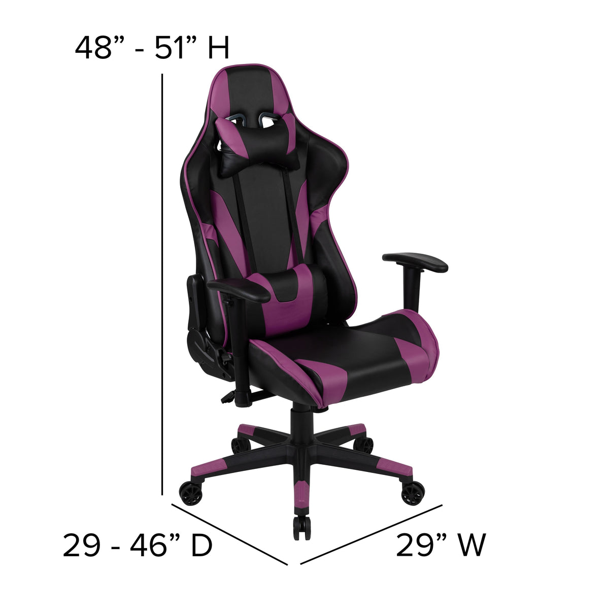 Purple |#| Racing Gaming Ergonomic Chair with Fully Reclining Back in Purple LeatherSoft