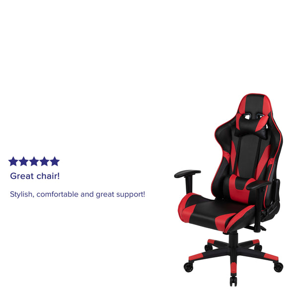 Red |#| Racing Gaming Ergonomic Chair with Fully Reclining Back in LeatherSoft