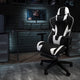 Black |#| Racing Gaming Ergonomic Chair with Reclining Back, Footrest in Black LeatherSoft