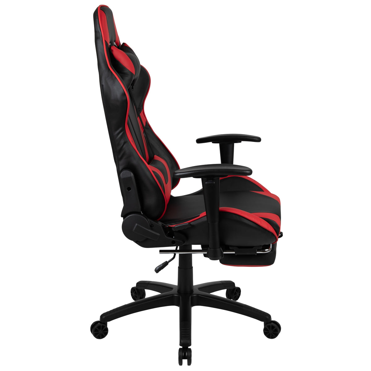 Red |#| Racing Gaming Ergonomic Chair with Reclining Back, Footrest in Red LeatherSoft