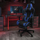 Blue |#| Racing Gaming Ergonomic Chair with Reclining Back, Footrest in Blue LeatherSoft