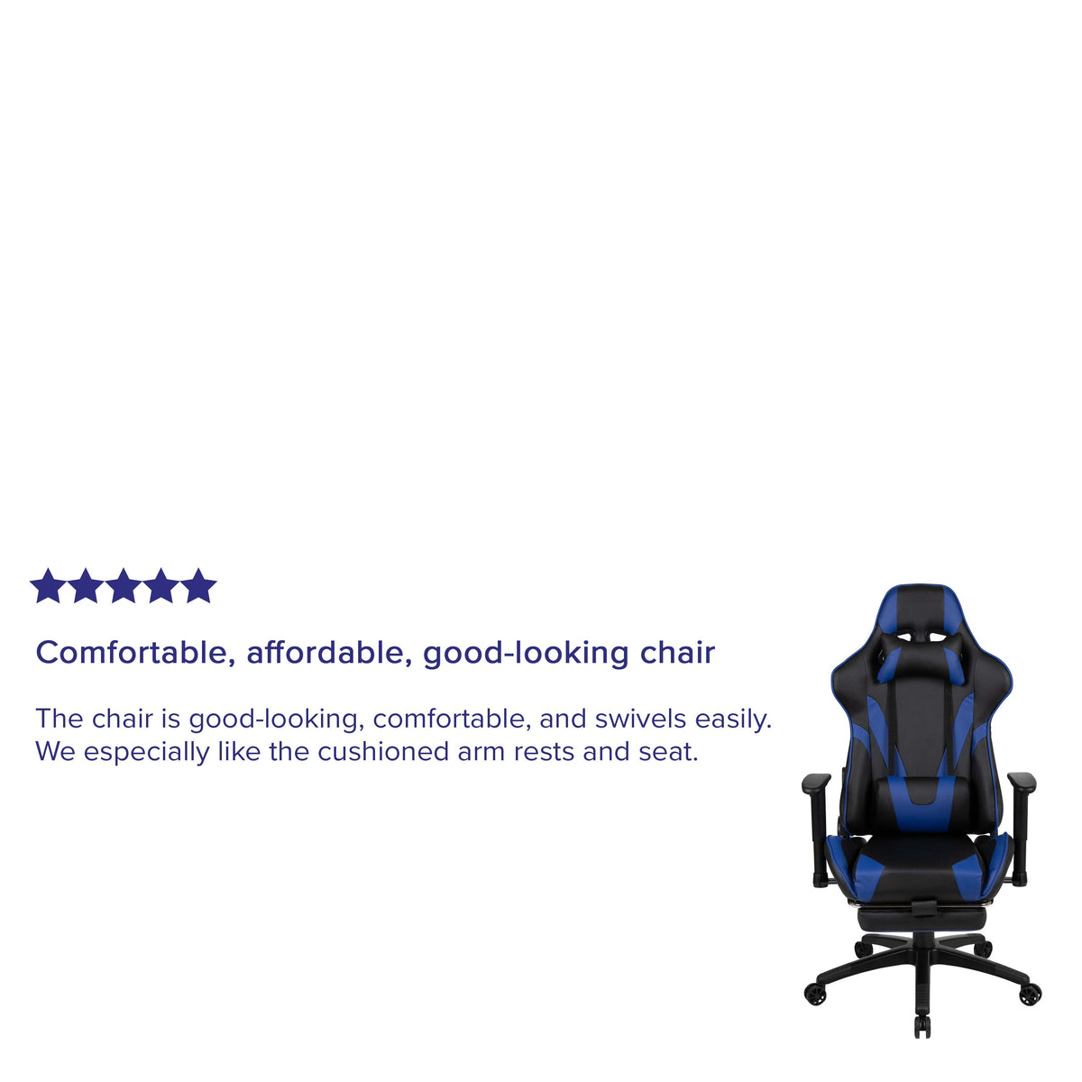 Blue |#| Racing Gaming Ergonomic Chair with Reclining Back, Footrest in Blue LeatherSoft