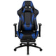 Blue |#| Racing Gaming Ergonomic Chair with Reclining Back, Footrest in Blue LeatherSoft