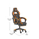 Black with Orange Trim |#| Office Gaming Chair with Skater Wheels & Reclining Arms - Orange LeatherSoft